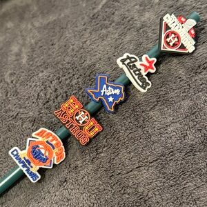 🌻 Bundle of 5 Houston Astros Baseball Straw Charms